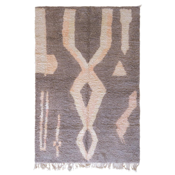 Tapis berbère noué à la main en laine 200x300 cm sable Taza Royal