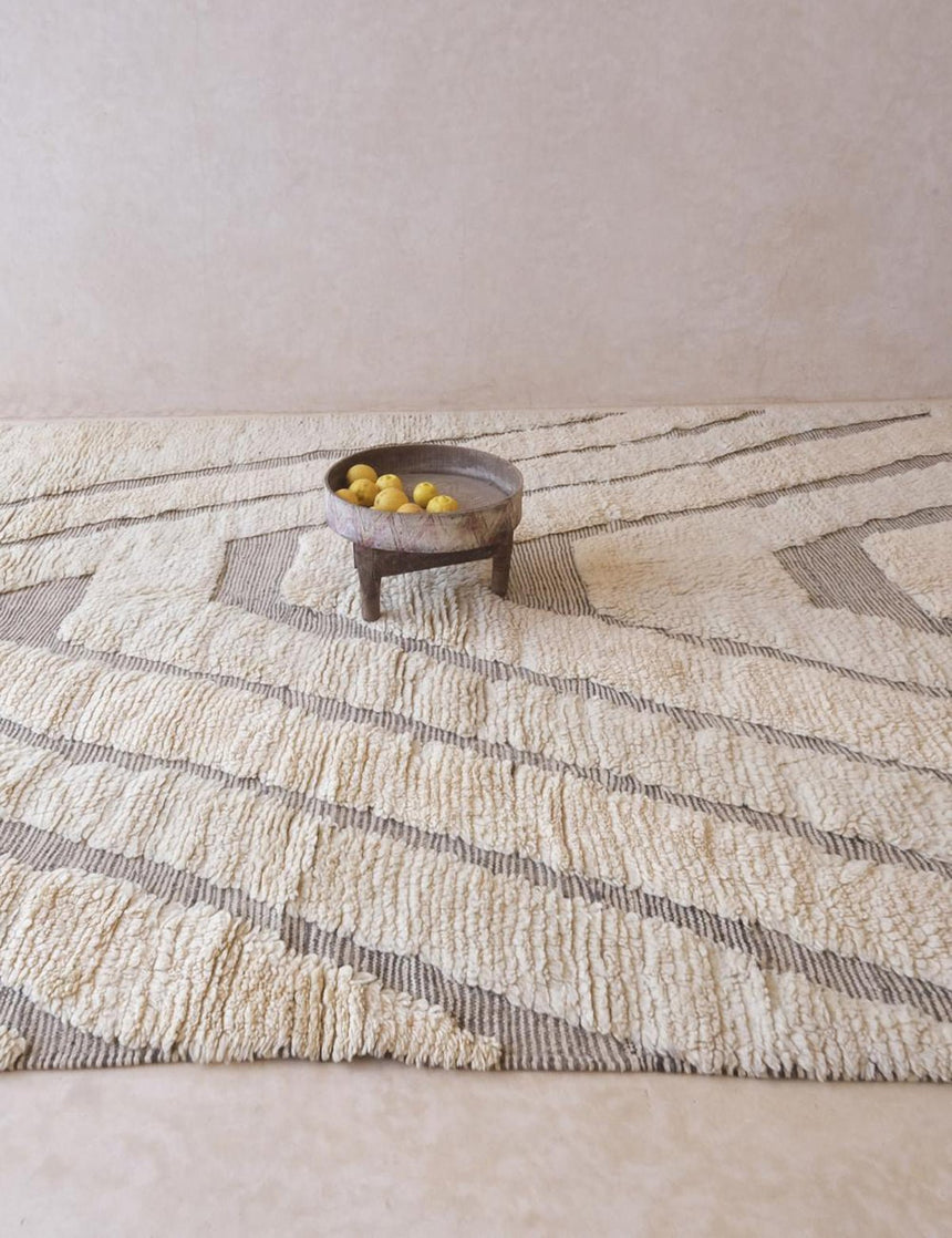 Tapis berbère ethnique chic au design épuré laine - sur mesure - AFKliving