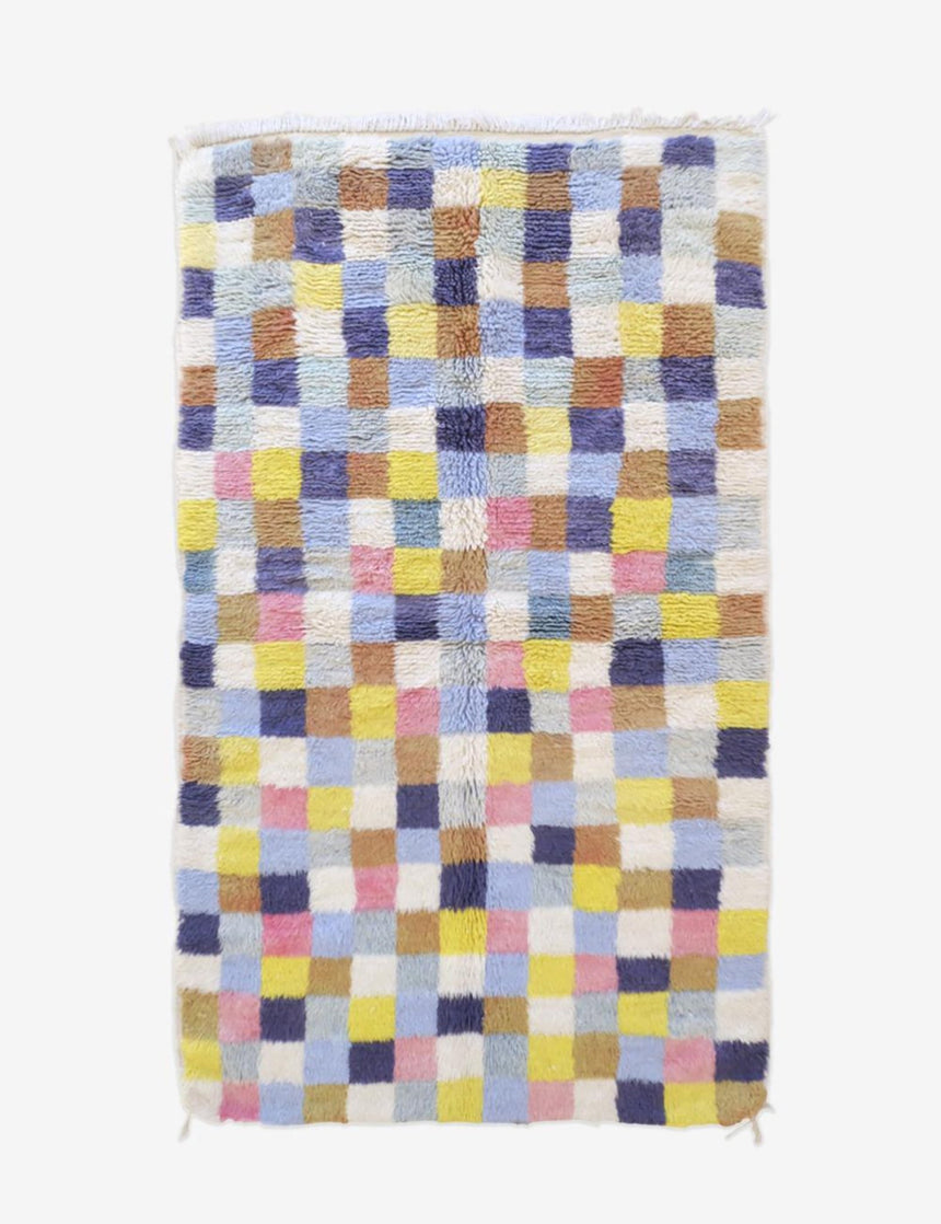 Tapis berbere marocain en laine à petits carreaux 116 x 201 cm - AFKliving