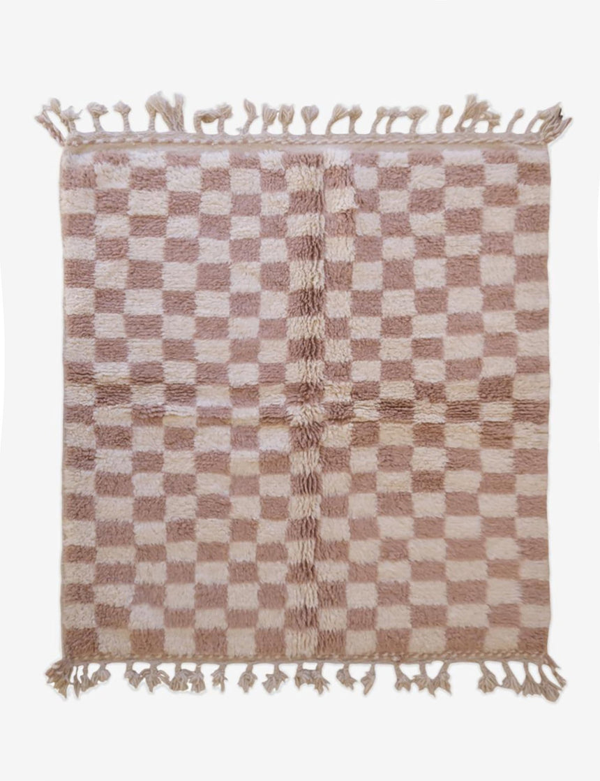 Tapis berbere marocain en laine à petits carreaux 166 x 187 cm - AFKliving