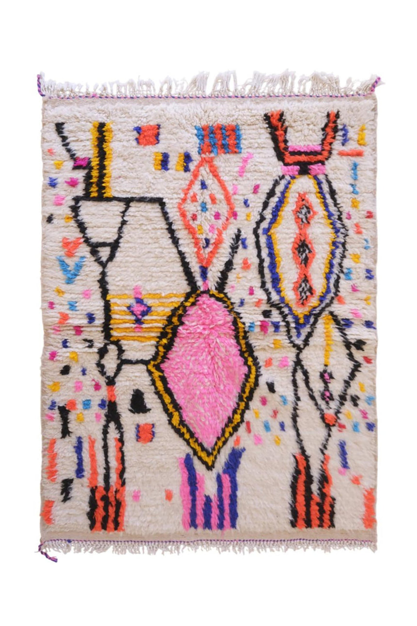 Tapis berbere marocain en laine fluo 127 x 183 cm - AFKliving