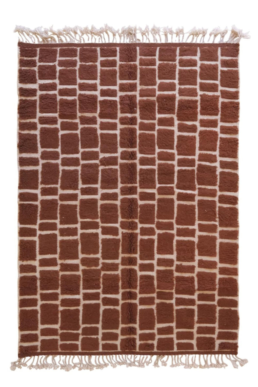 Tapis berbere marocain en laine marron 198 x 294 cm - AFKliving