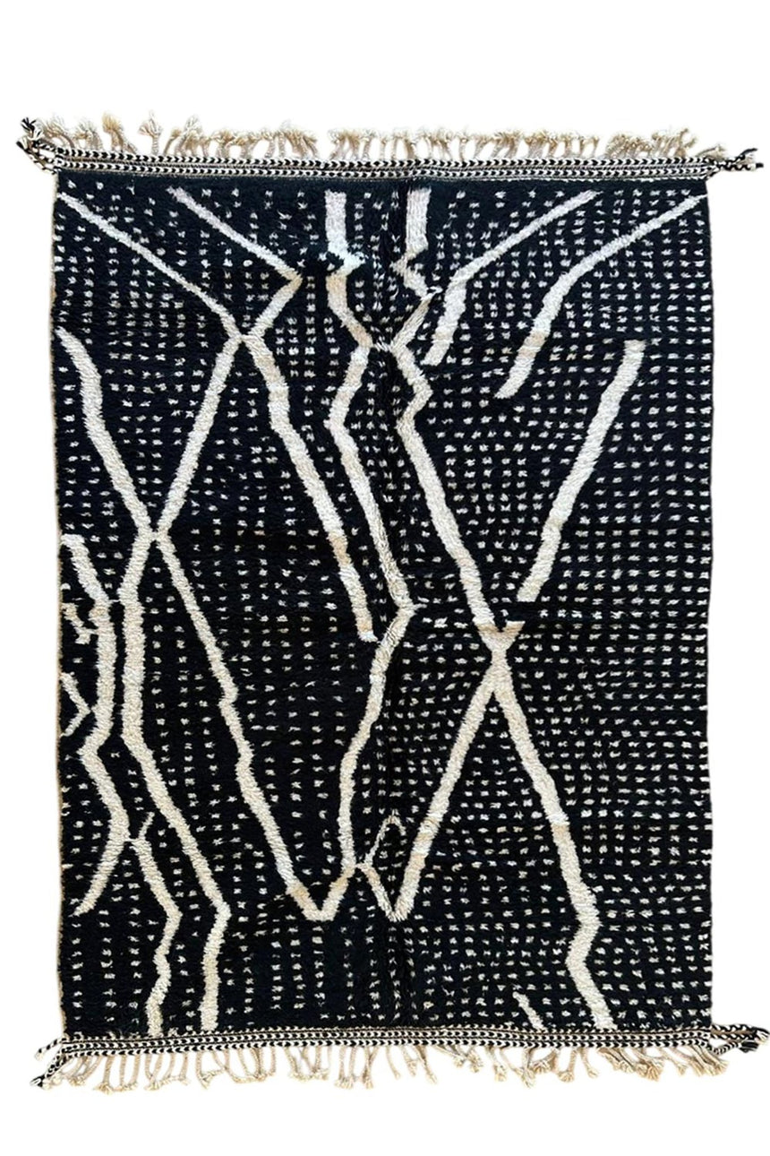 Tapis berbere marocain noir et blanc 191 x 270 cm - AFKliving