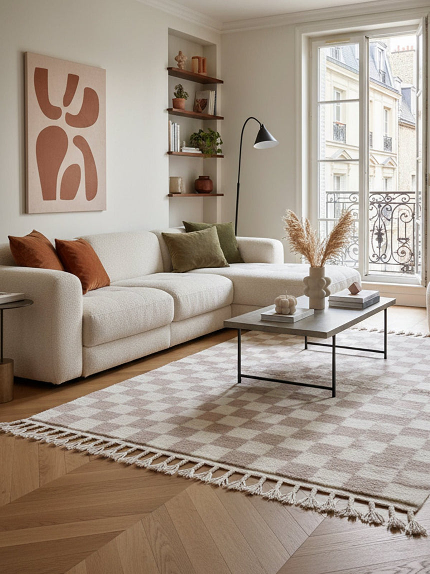 Tapis berbère marocain pure laine à carreaux - AFKliving