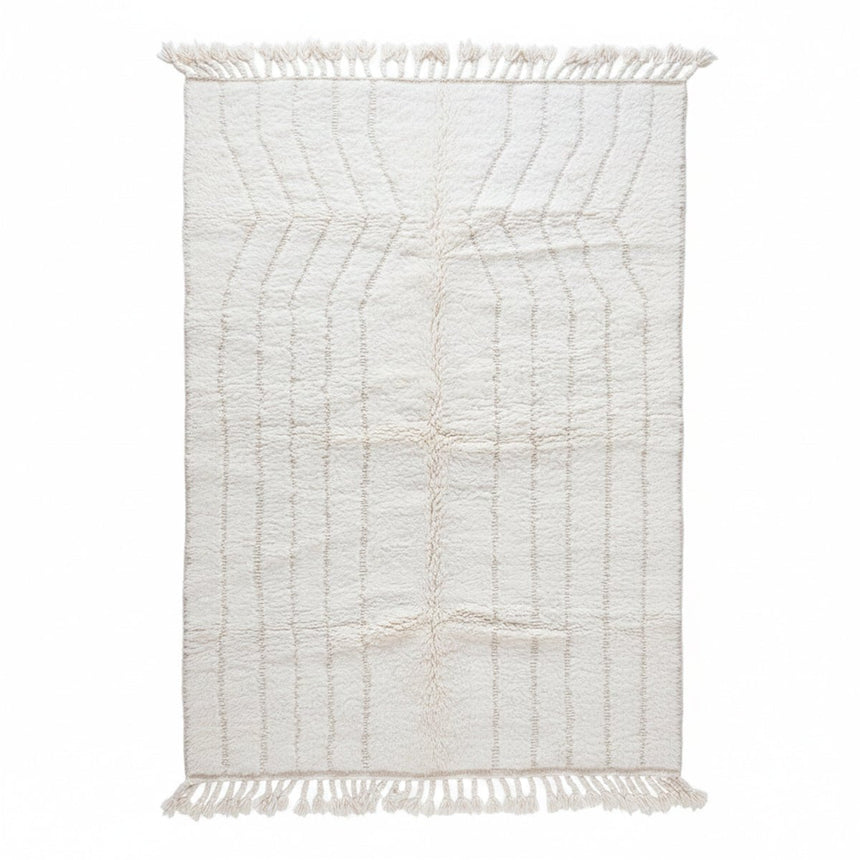 Tapis berbère uni à motifs sculptés pure laine - AFKliving