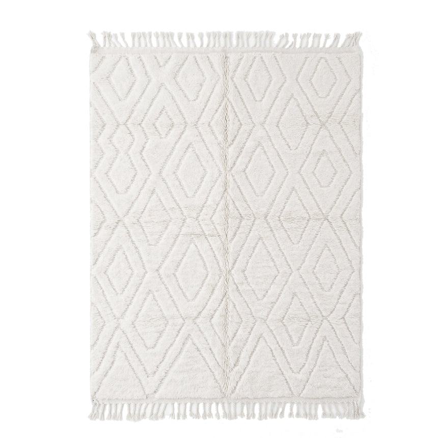 Tapis berbère uni avec losanges sculptés pure laine - AFKliving