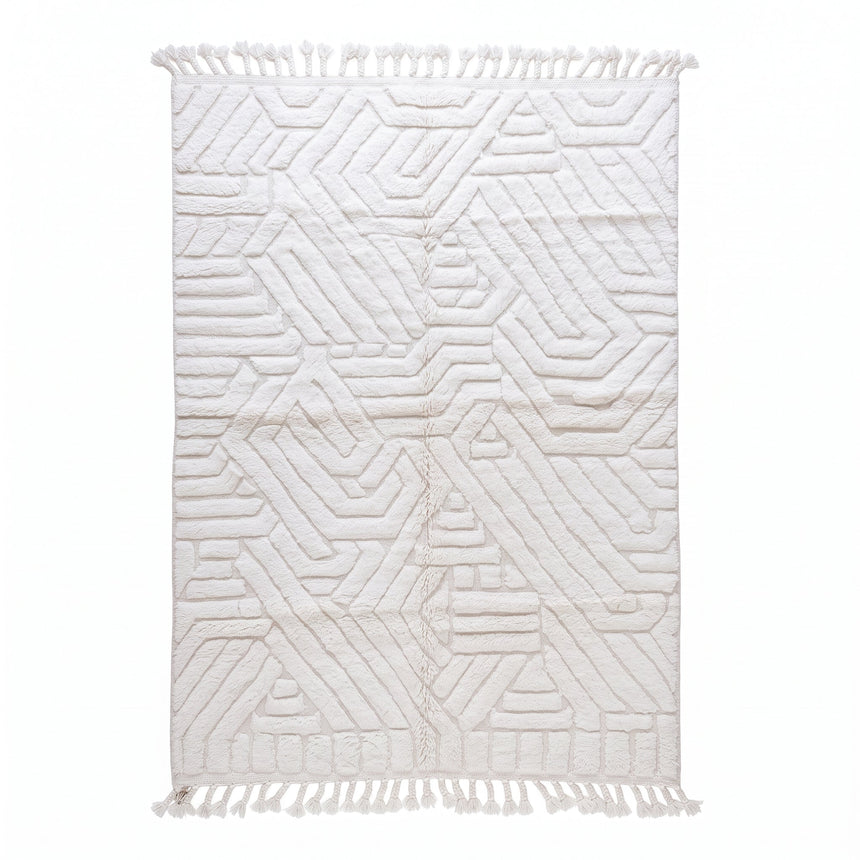 Tapis berbère uni avec motifs sculptés noué maine - AFKliving