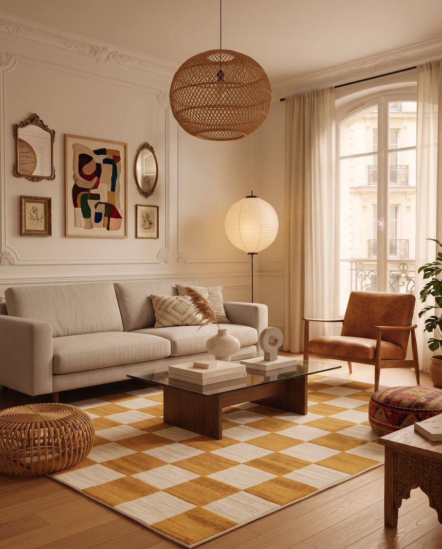 Indoor outdoor rug with sculpted effect SMALL TILES