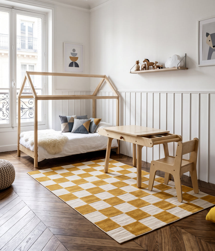 Indoor outdoor rug with sculpted effect SMALL TILES