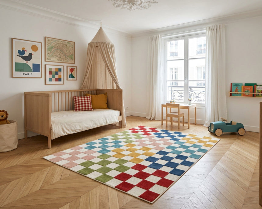 Tapis enfant intérieur extérieur MULTI CARREAUX