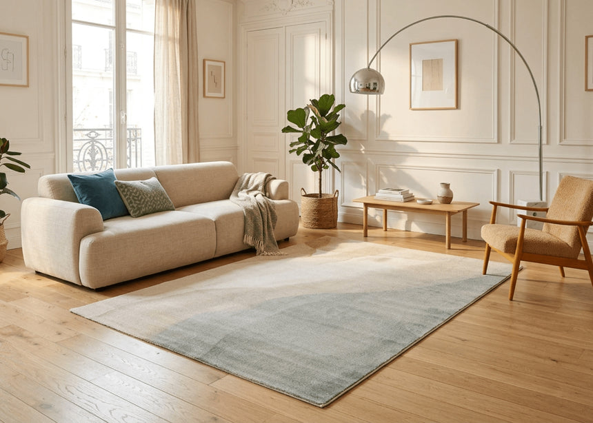 Tapis abstrait en fibres recyclées AQUARELLE