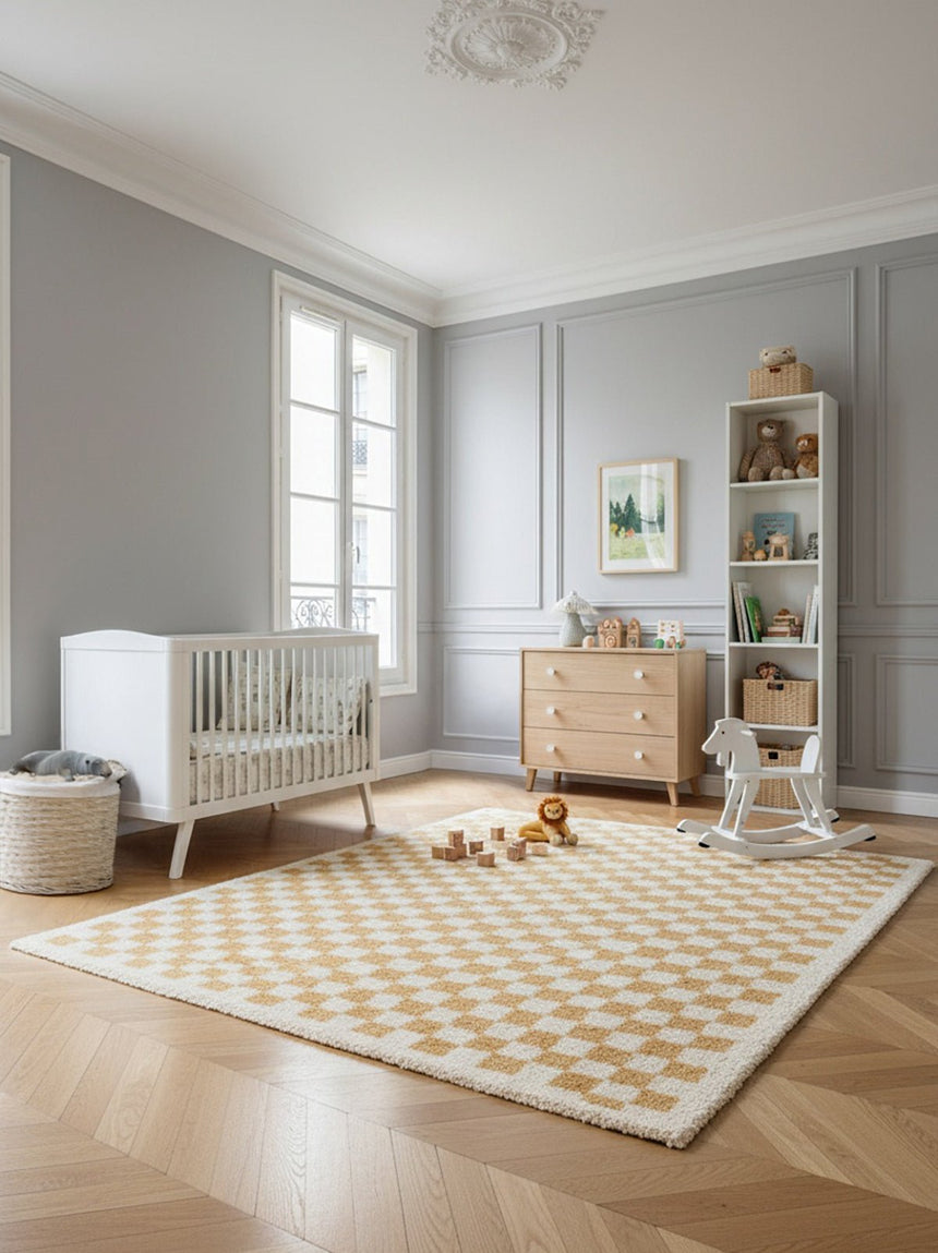 Tapis damier poils longs doux et volumineux CHECKERS - AFKliving