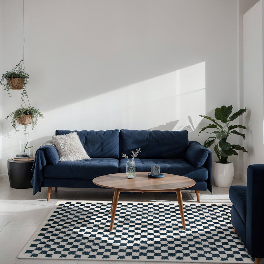 Tapis damier poils longs doux et volumineux CHECKERS - AFKliving