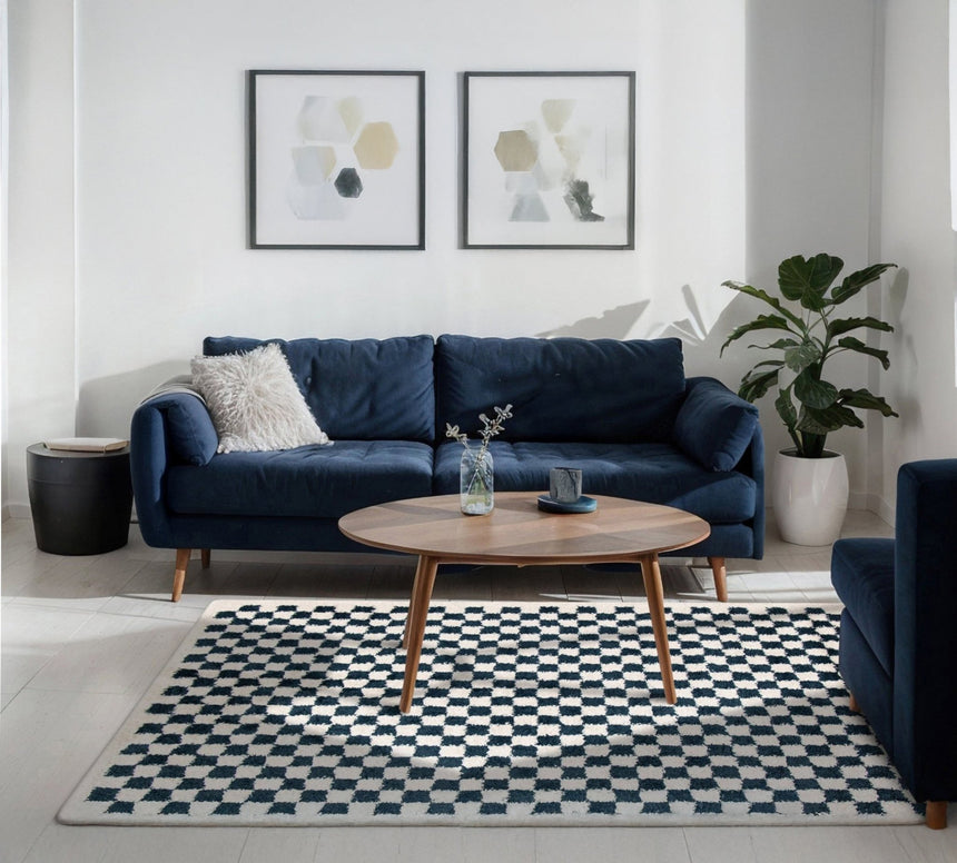 Tapis damier poils longs doux et volumineux CHECKERS - AFKliving