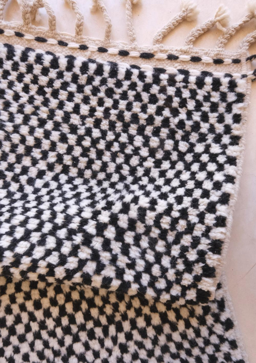 Tapis de couloir berbère contemporain à carreaux laine 95 x 210 cm - AFKliving