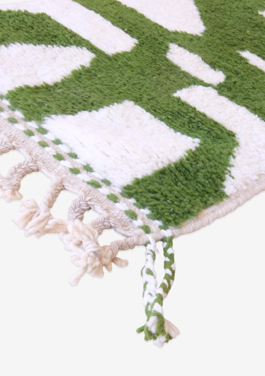 Tapis de couloir berbère graphique noué main laine 70 x 383 cm - AFKliving