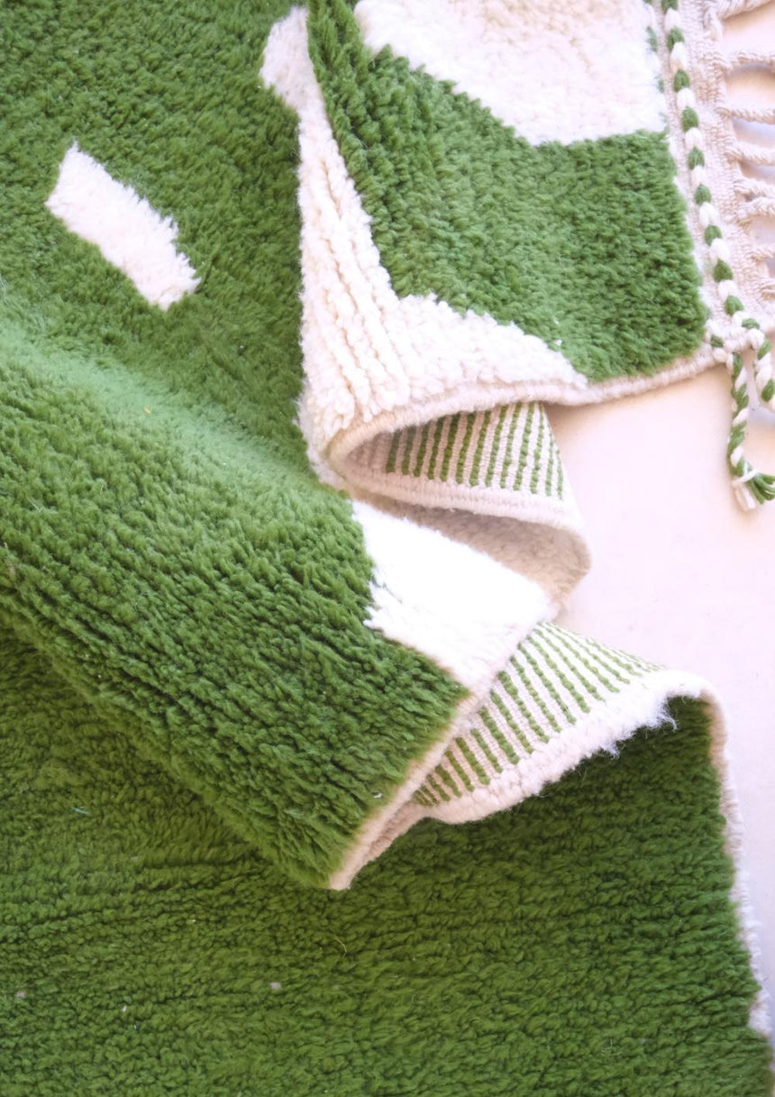 Tapis de couloir berbère graphique noué main laine 70 x 383 cm - AFKliving