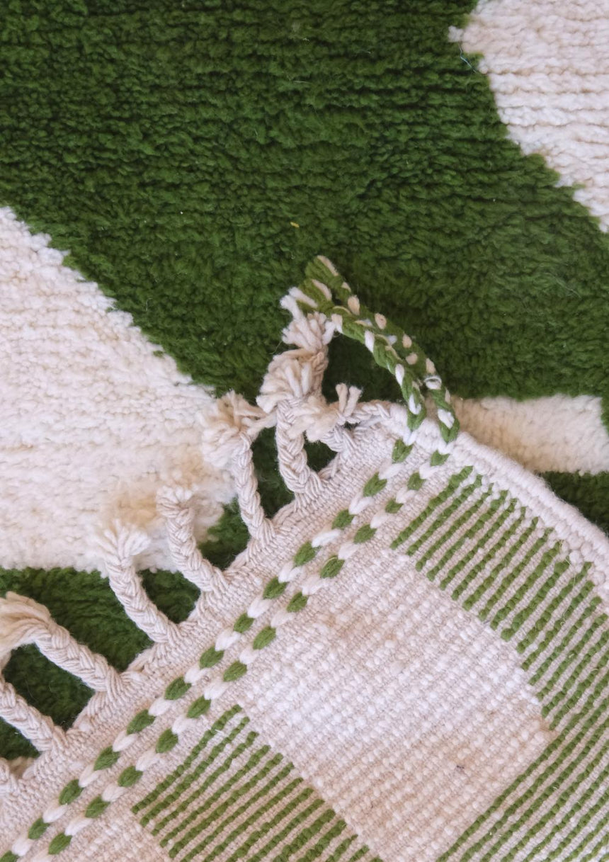 Tapis de couloir berbère graphique noué main laine 70 x 383 cm - AFKliving