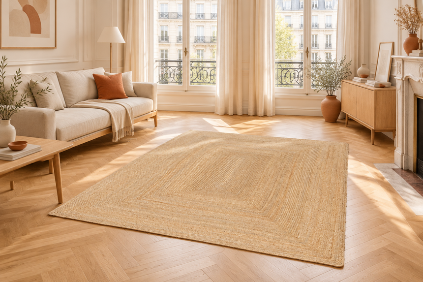 Indira handmade braided jute carpet