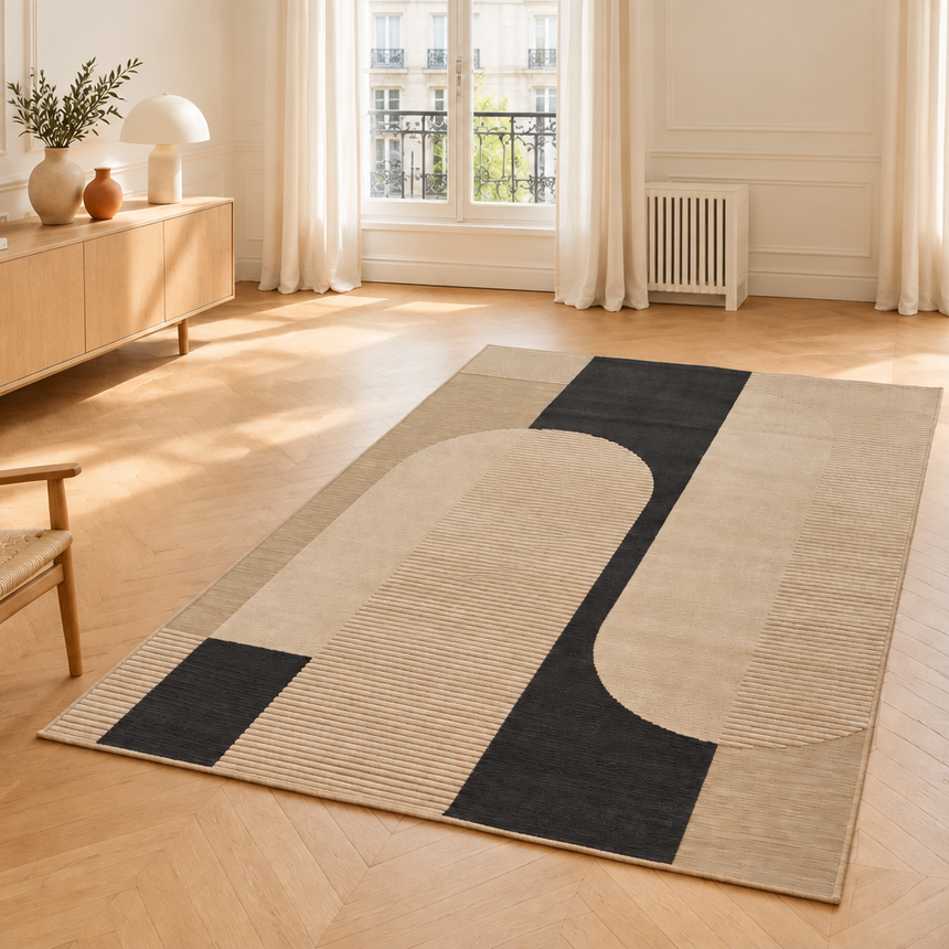 Outdoor interior design carpet with solstice relief effect