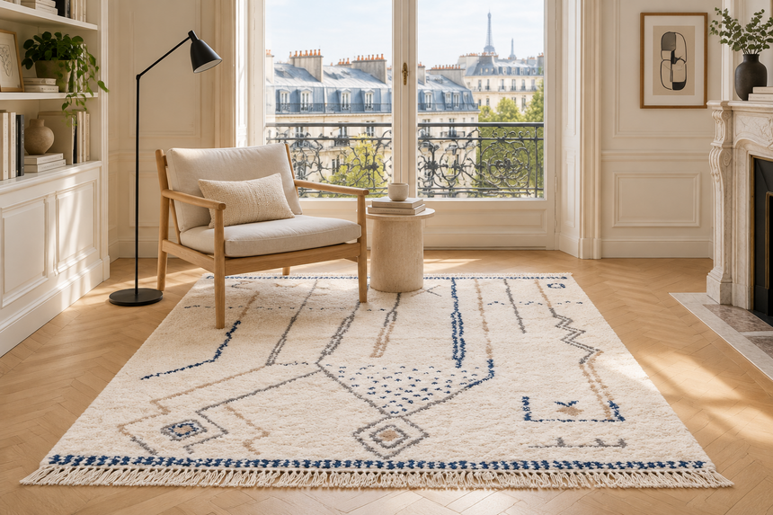 Thick ethnic style fringed rug GLYPH