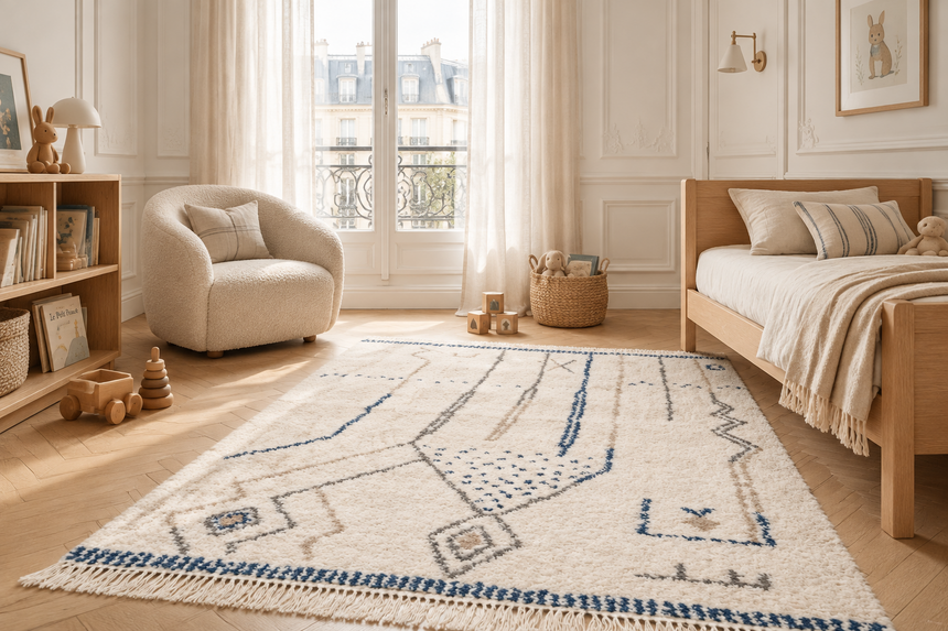 Thick ethnic style fringed rug GLYPH