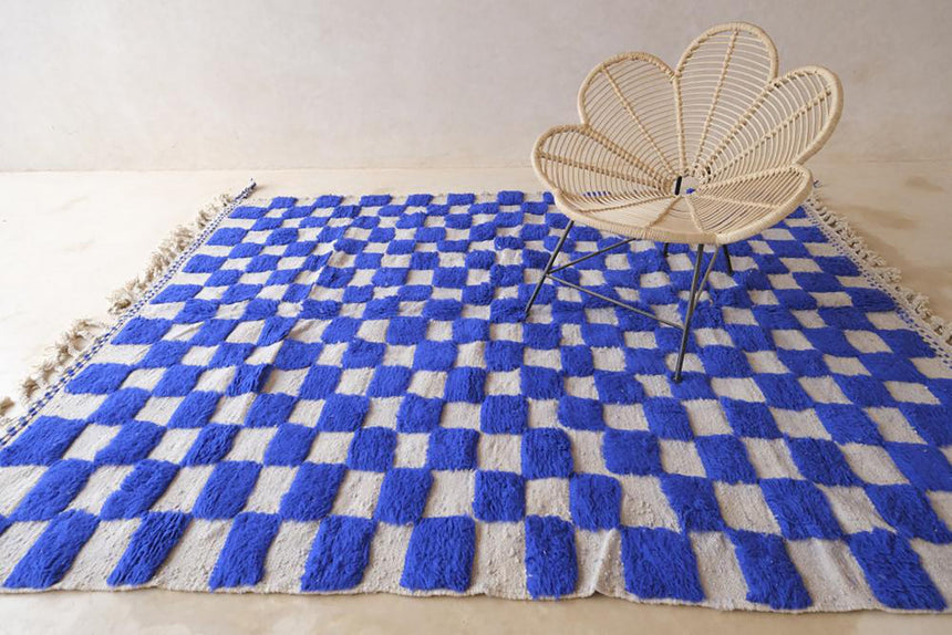 Tapis en laine à carreaux marocain 225 x 289 cm - AFKliving