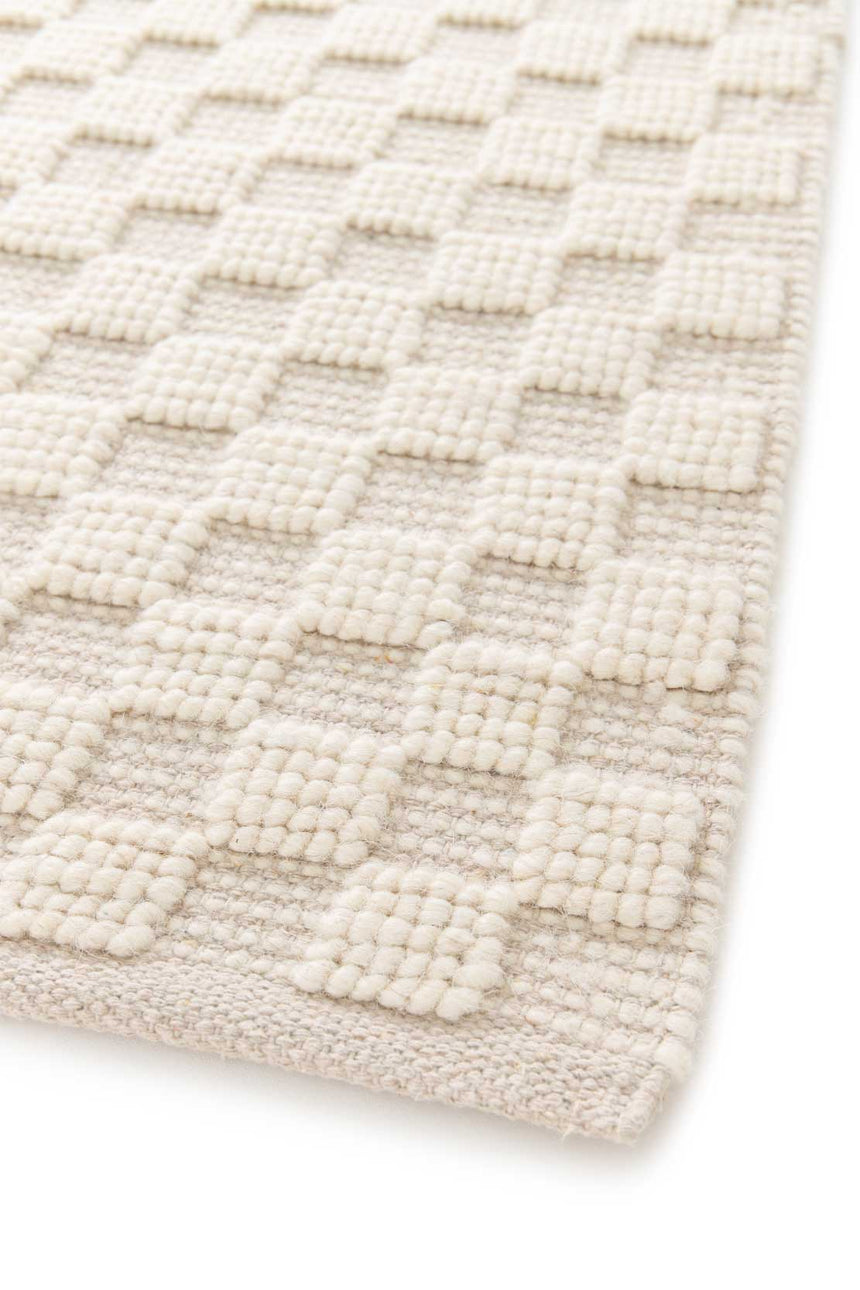 Tapis en laine et coton a carreaux fait main doux GABIN - AFKliving