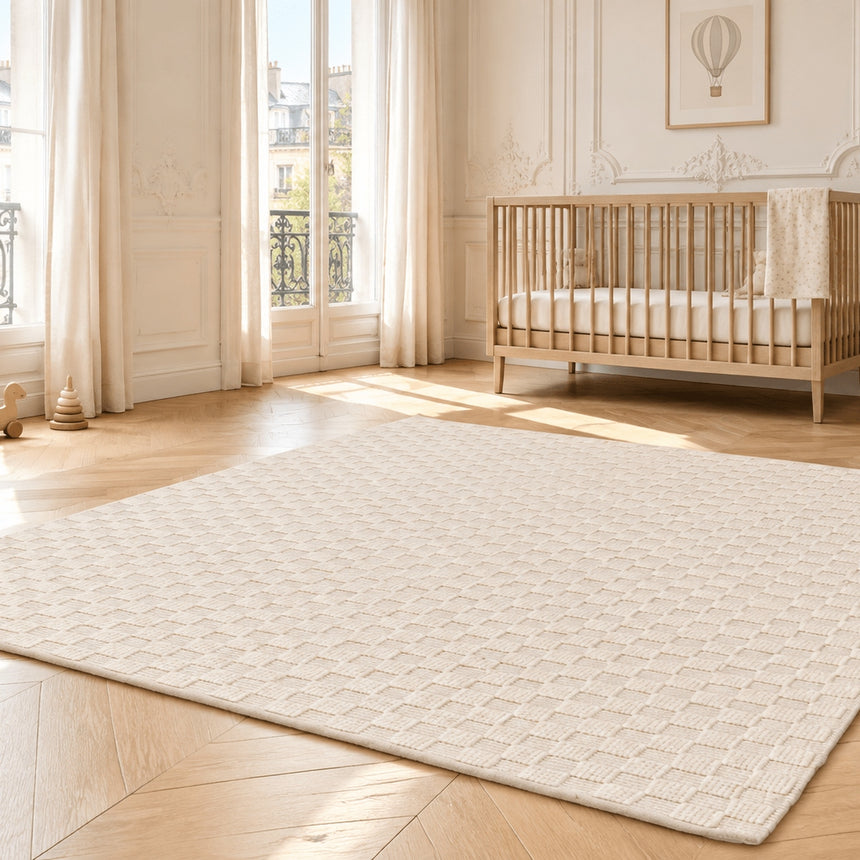 GABIN handmade checked wool and cotton rug