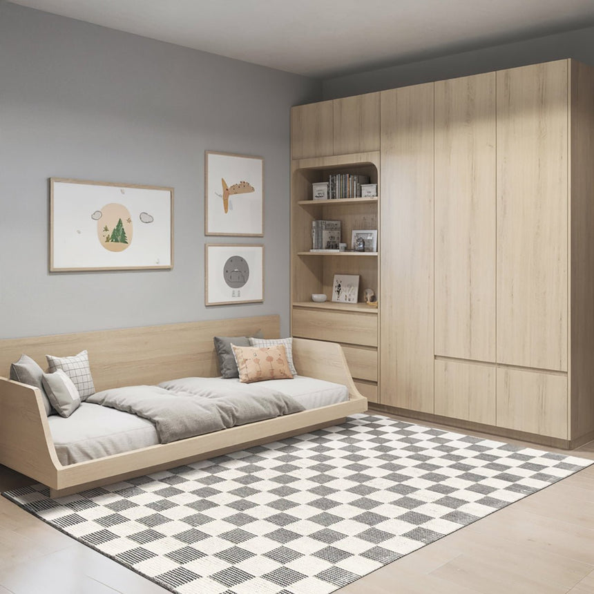 Tapis en laine et coton a carreaux fait main doux GABIN - AFKliving