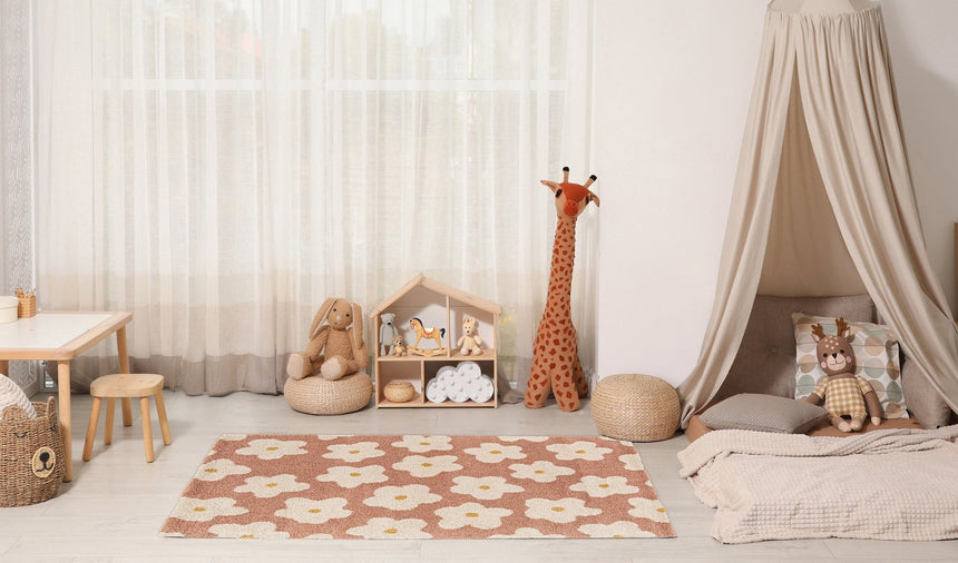 Tapis enfant épais et confortable FLEURS - AFKliving