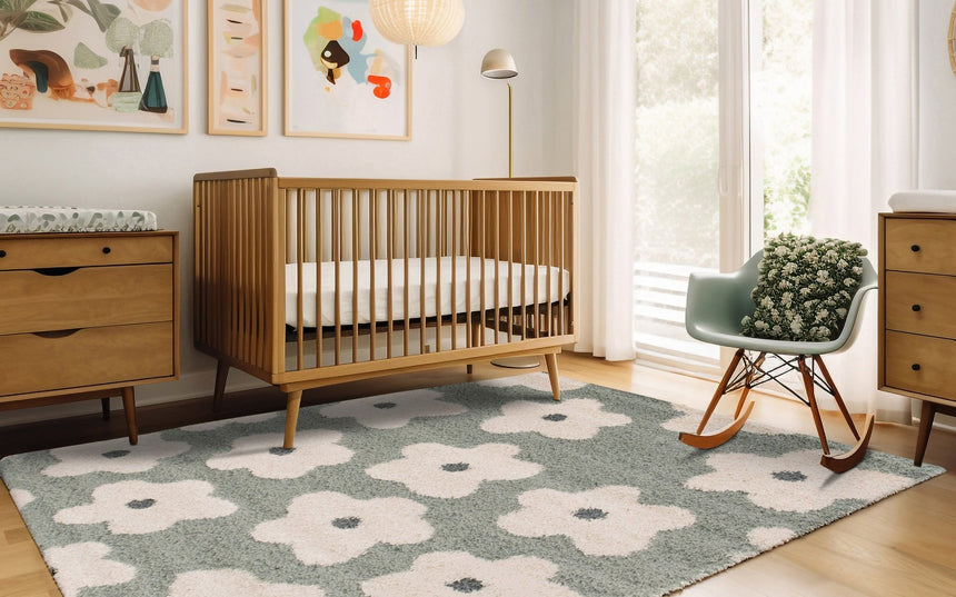 Tapis enfant épais et confortable FLEURS - AFKliving