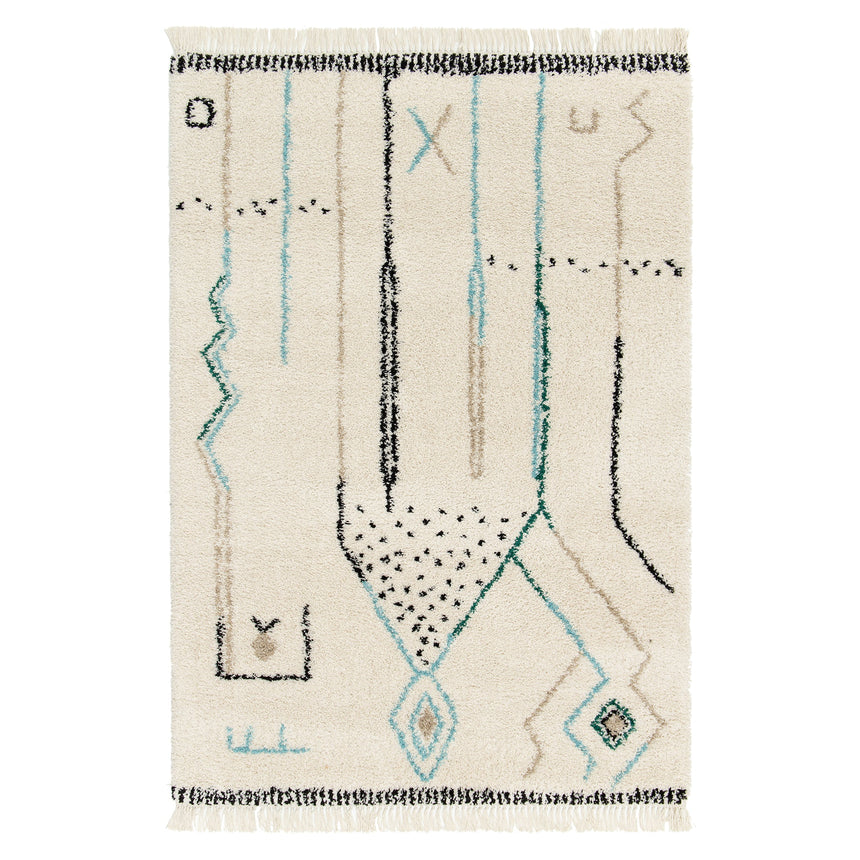 Tapis épais à franges style ethnique GLYPH - AFKliving