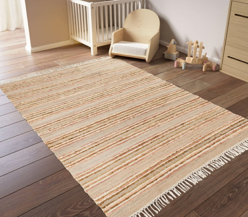 Tapis rayé fait main en laine et jute RAJ - AFKliving