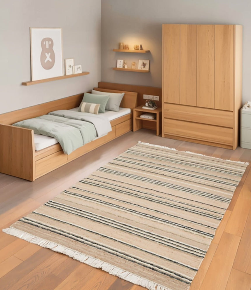 Tapis rayé fait main en laine et jute RAJ - AFKliving