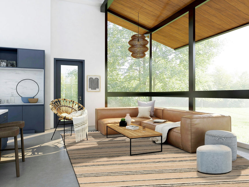 Tapis rayé fait main en laine et jute RAJ - AFKliving