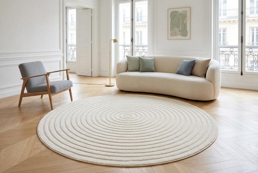 Tapis rond design avec effet sculpté CLEO