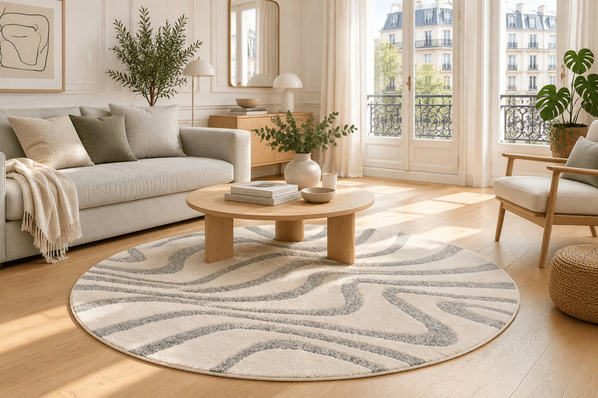 Tapis rond design avec effet relief NAYA