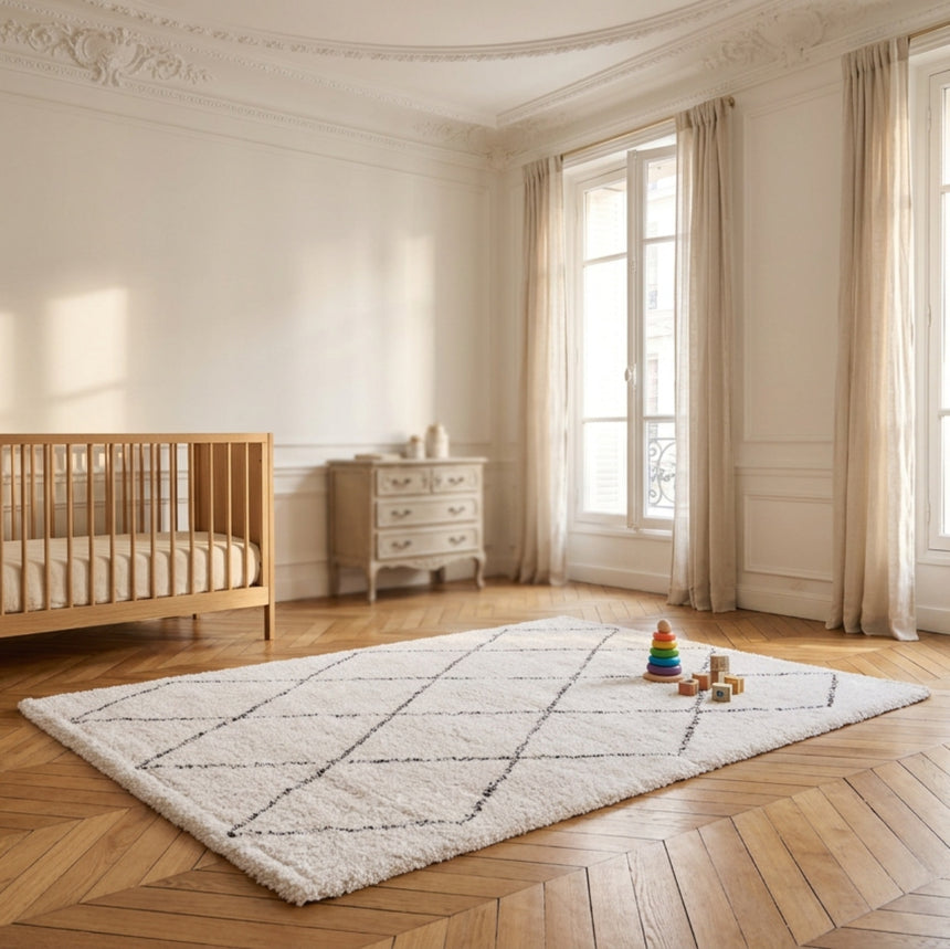 Tapis shaggy ethnique tissé doux et volumineux NOMAD