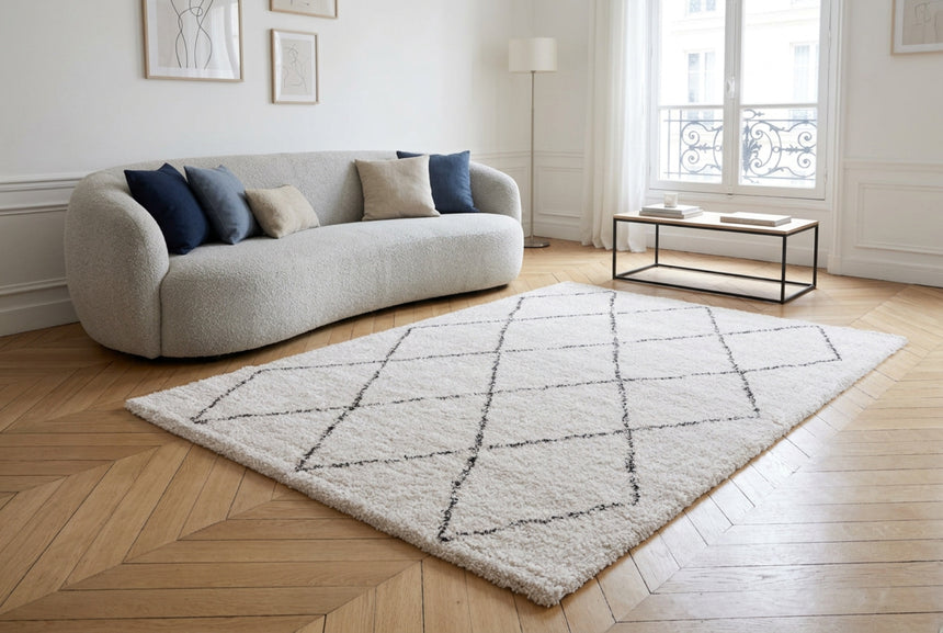 Tapis shaggy ethnique tissé doux et volumineux NOMAD