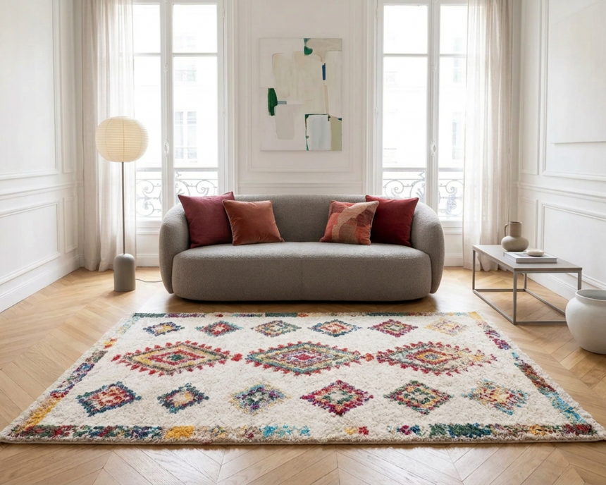 Tapis intérieur doux à motifs ethniques contemporains SIROCCO
