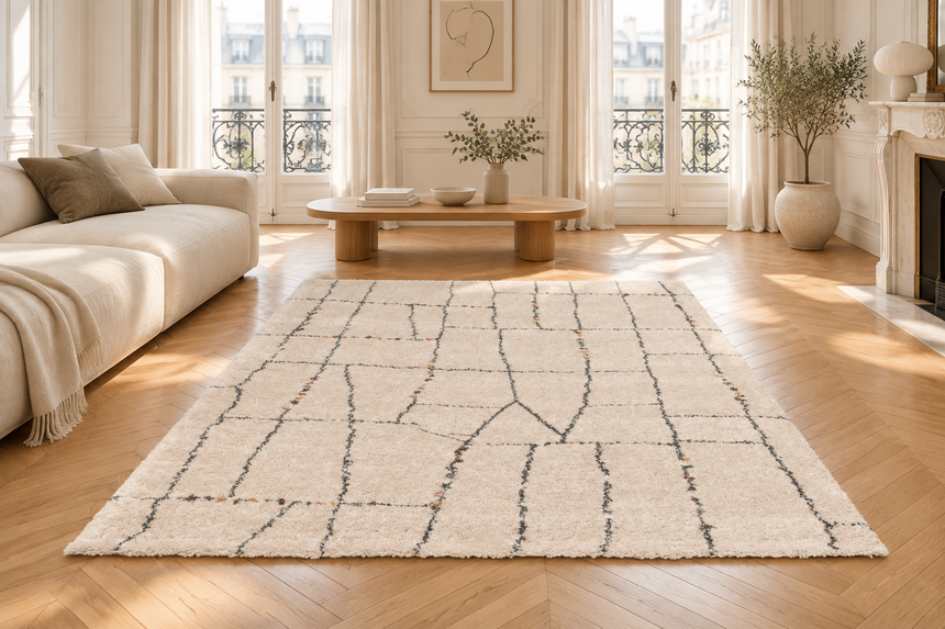 Soft and voluminous design long pile rug TELEIA
