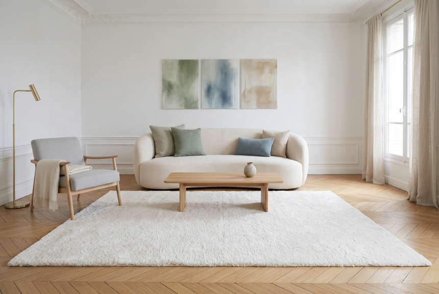 Tapis shaggy ultra-doux effet laine NUKKA