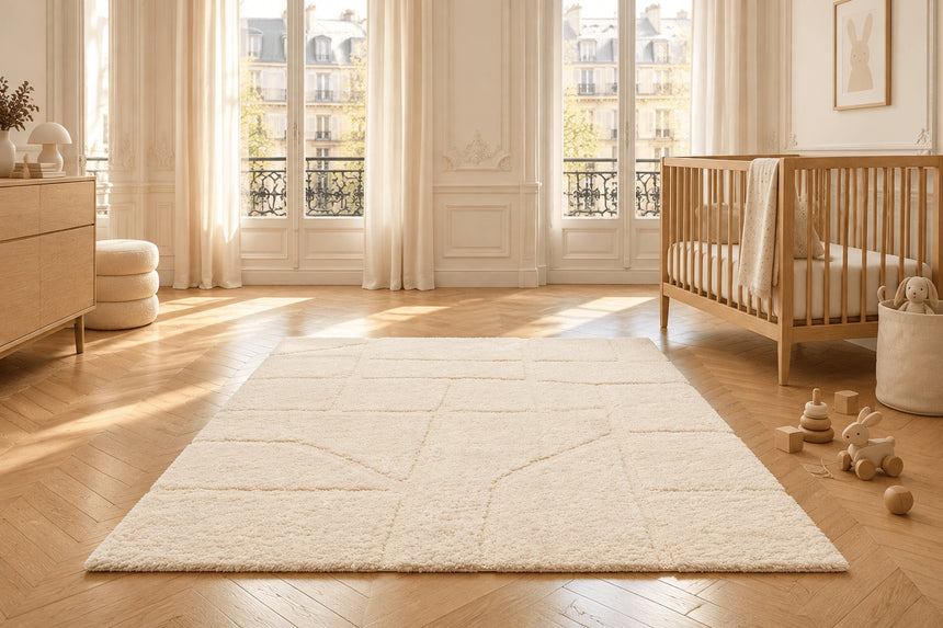 Soft embossed rug in recycled polyester MURMURE