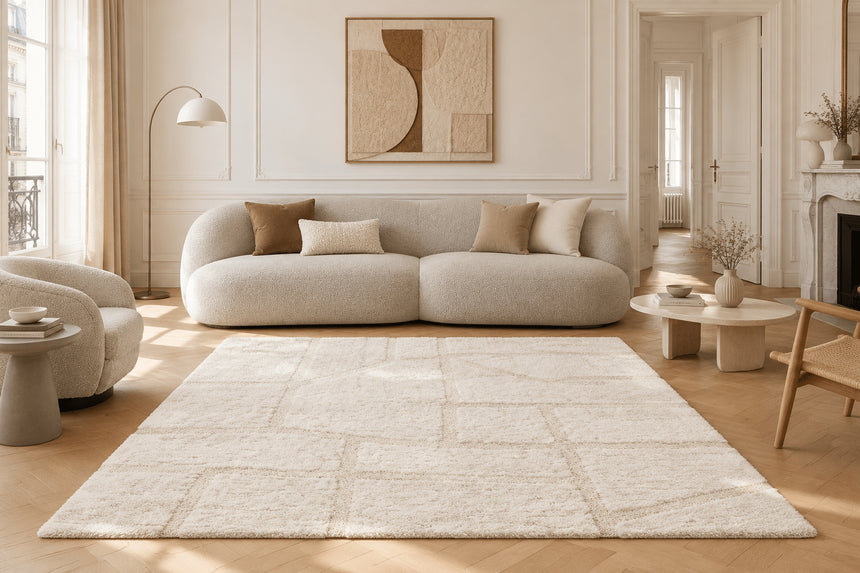 Soft embossed rug in recycled polyester MURMURE