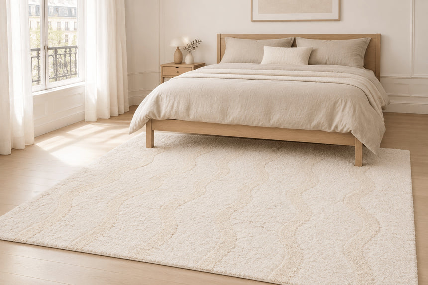 Tapis doux et épais en polyester recyclé effet relief PEMBERLEY