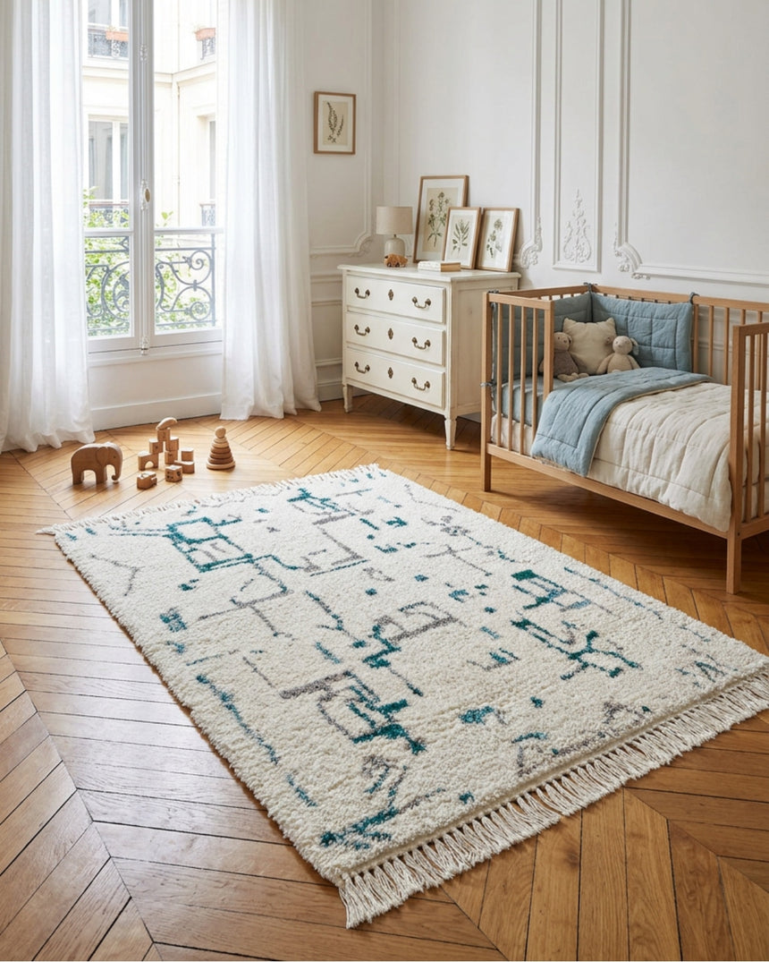 Designer rug with fringes VOLUBILIS