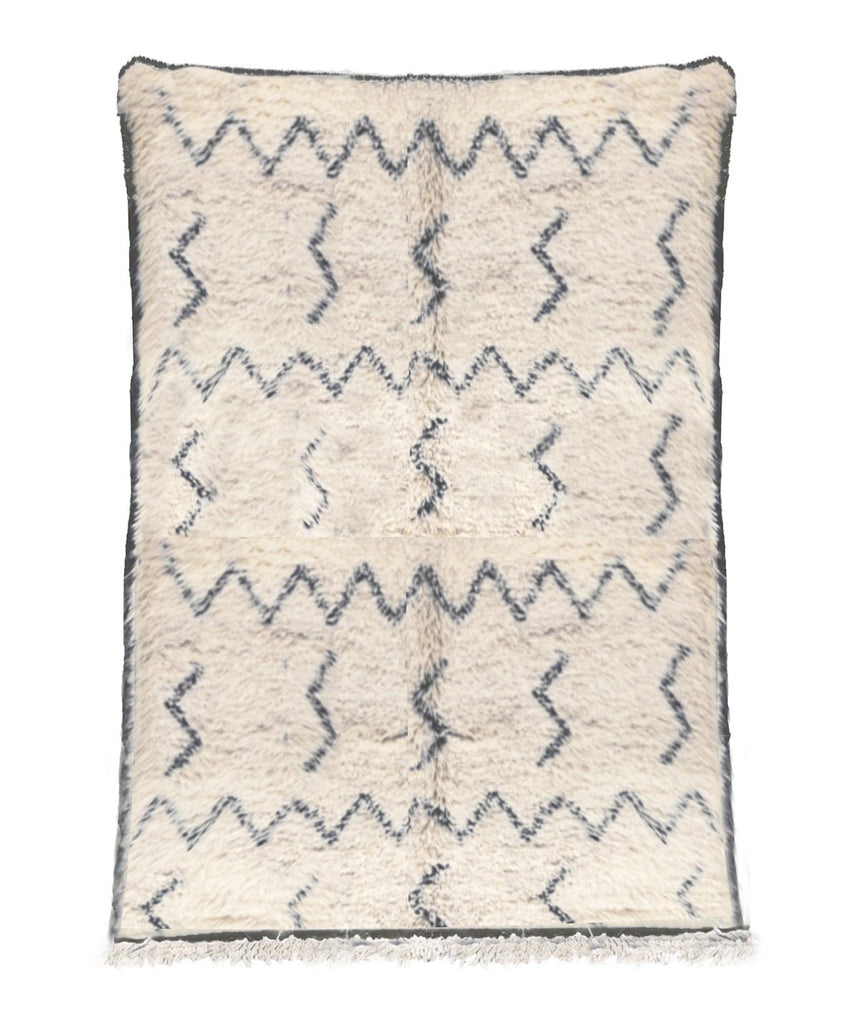 Tapis berbere authentique marocain laine noir blanc Medina - AFKliving