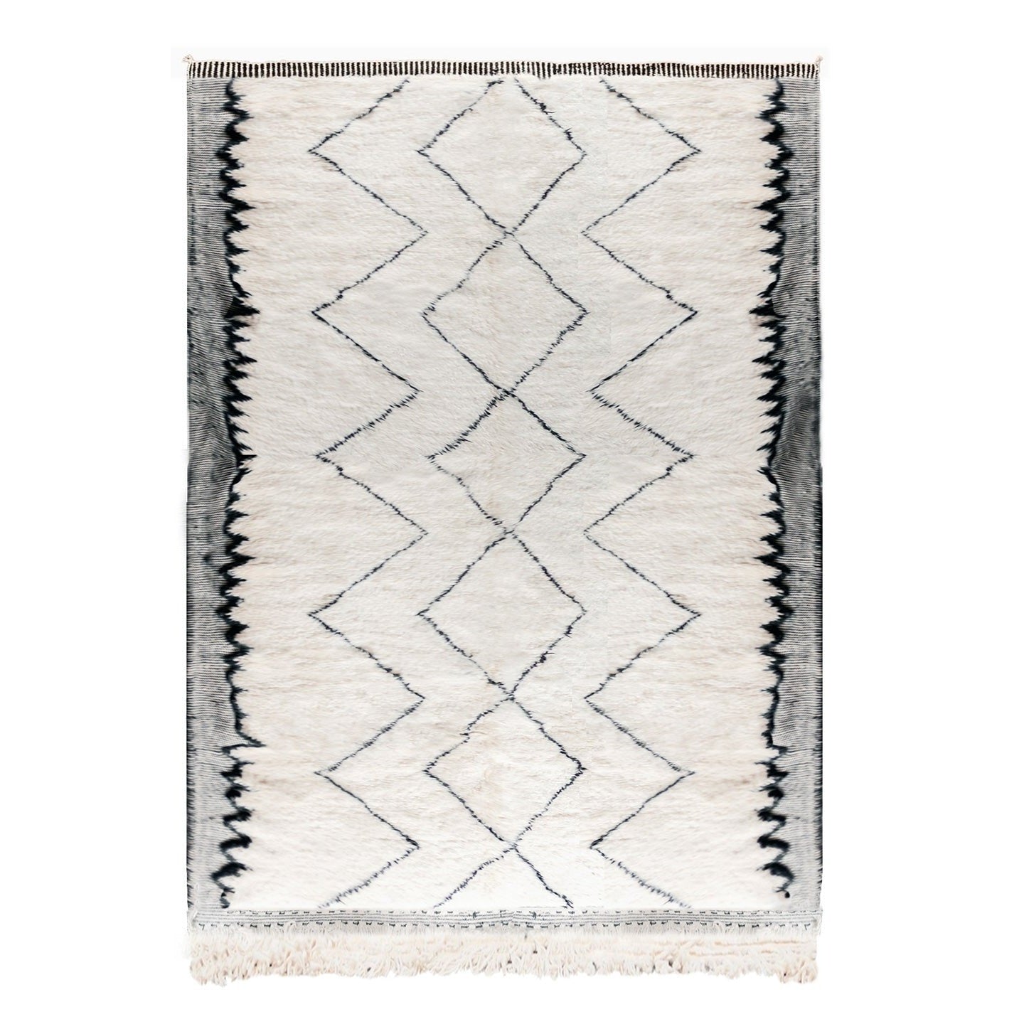 Tapis berbère authentique marocain laine noir blanc Riad- tapis sur me ...