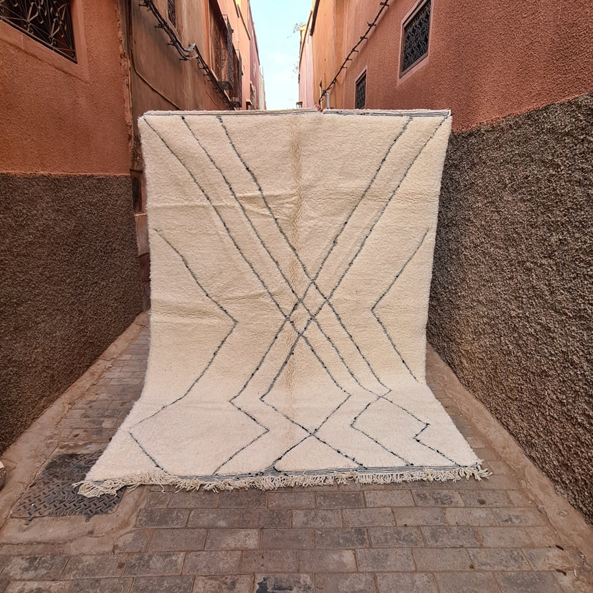 Tapis berbere Beni Ouarain pure laine 210 x 300 cm - AFKliving